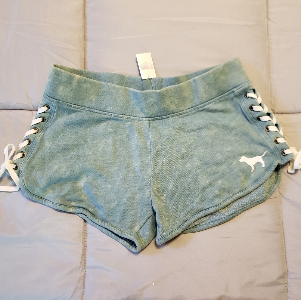 Victoria's Secret PINK green lace-up shorts